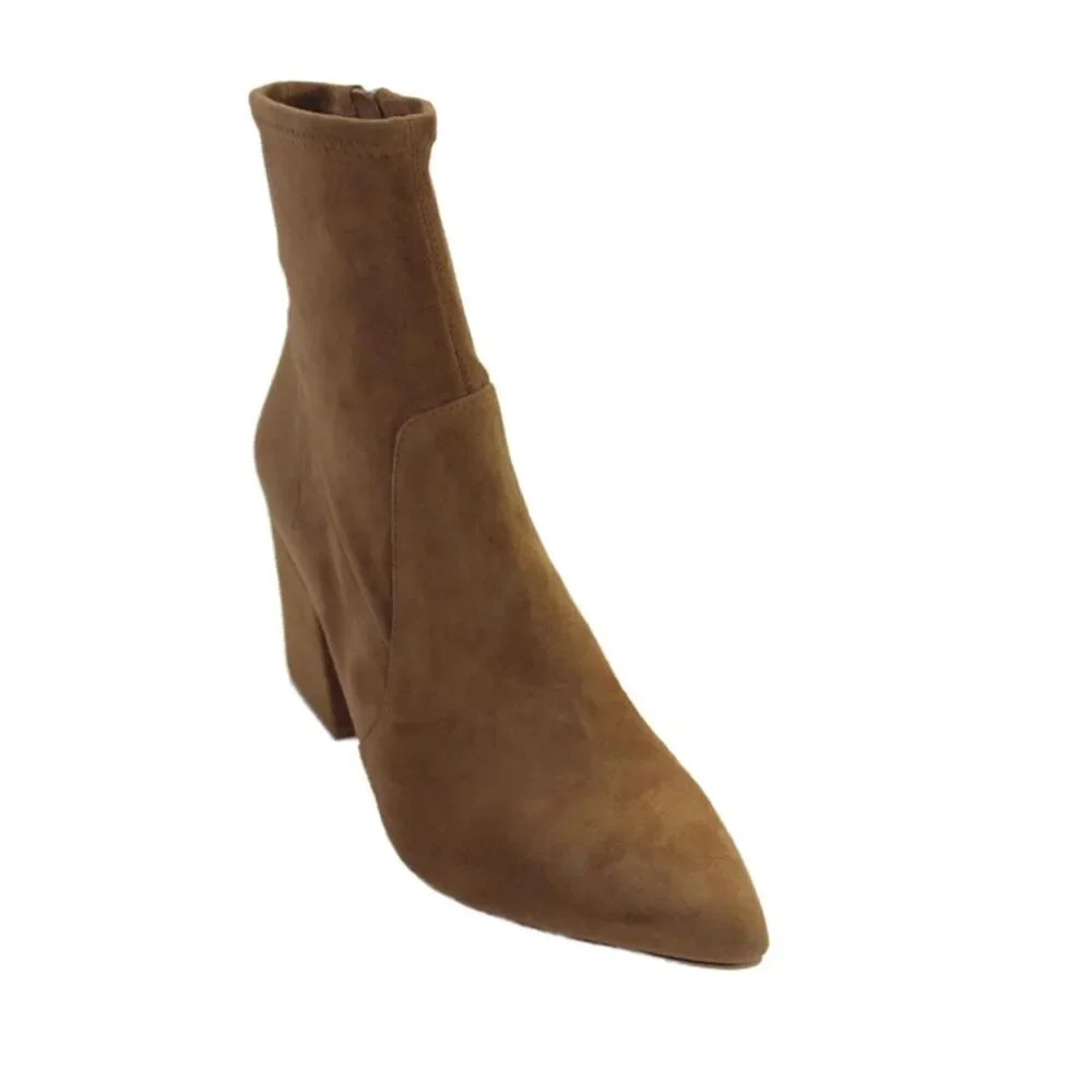 Loeffler Randall Womens Suede High Block Heels Ankle Boots Shoes Brown Size 9B